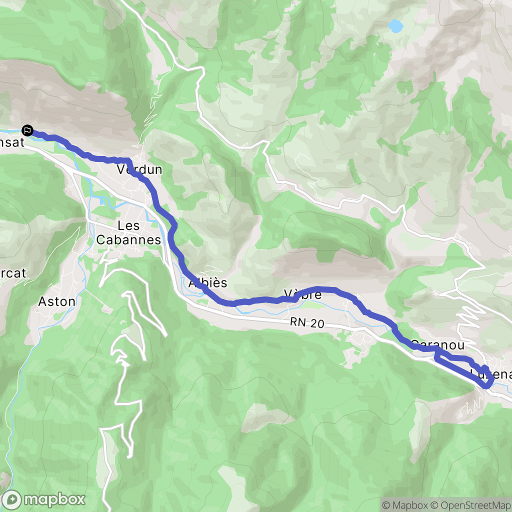 Aulos-Sinsat : carte du parcours de randonnée - France