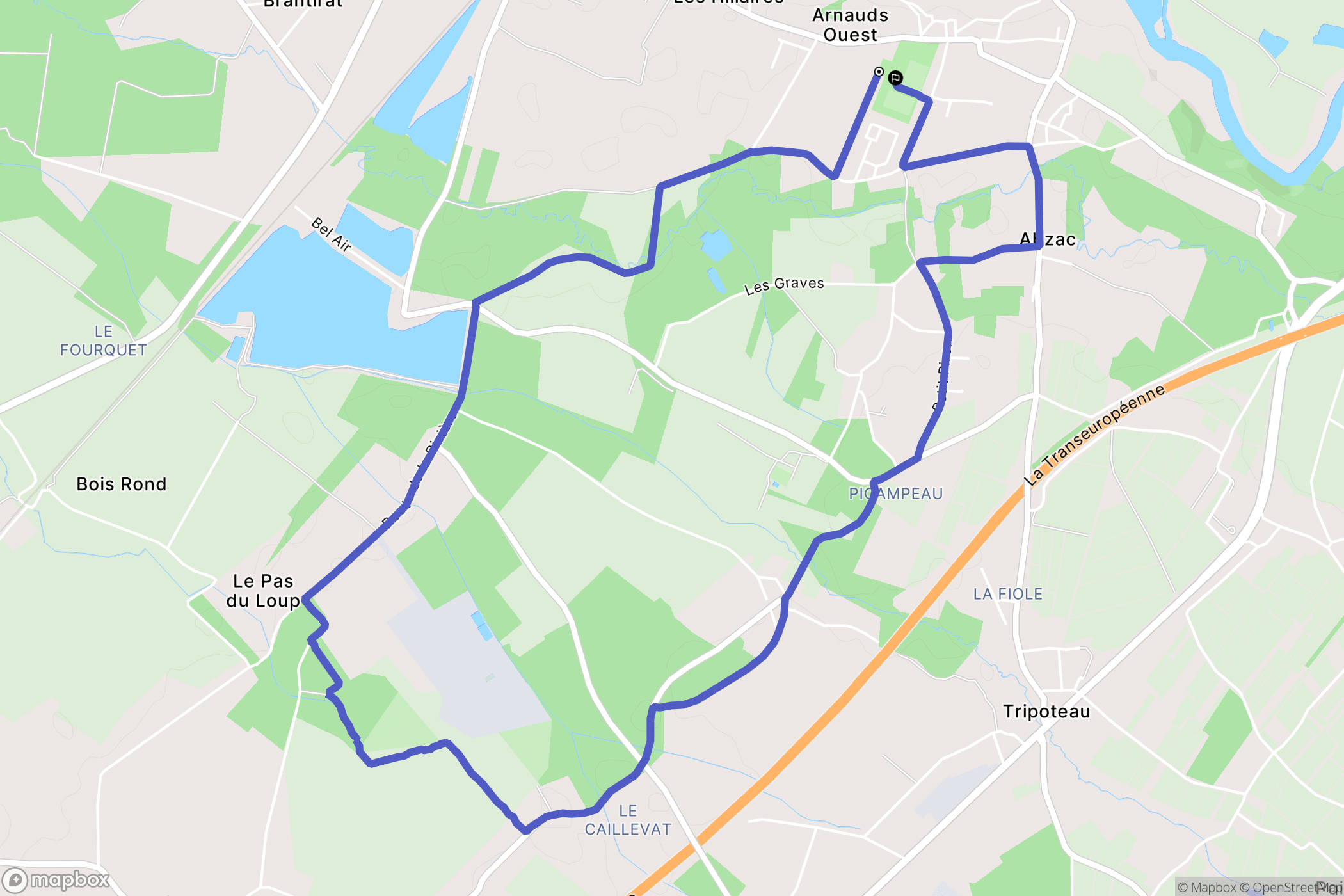 Abzac : carte du parcours de randonnée - France