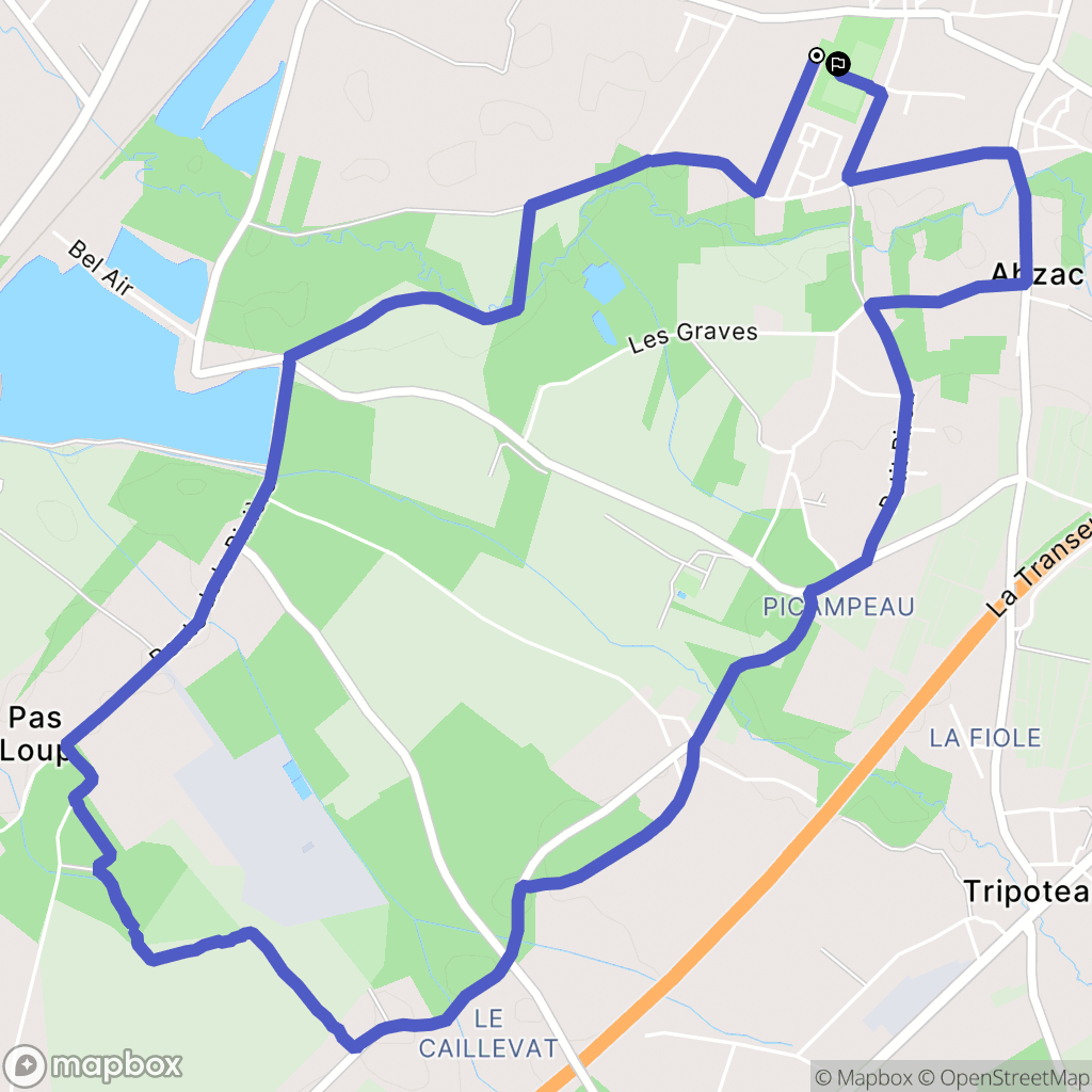 Abzac : carte du parcours de randonnée - France