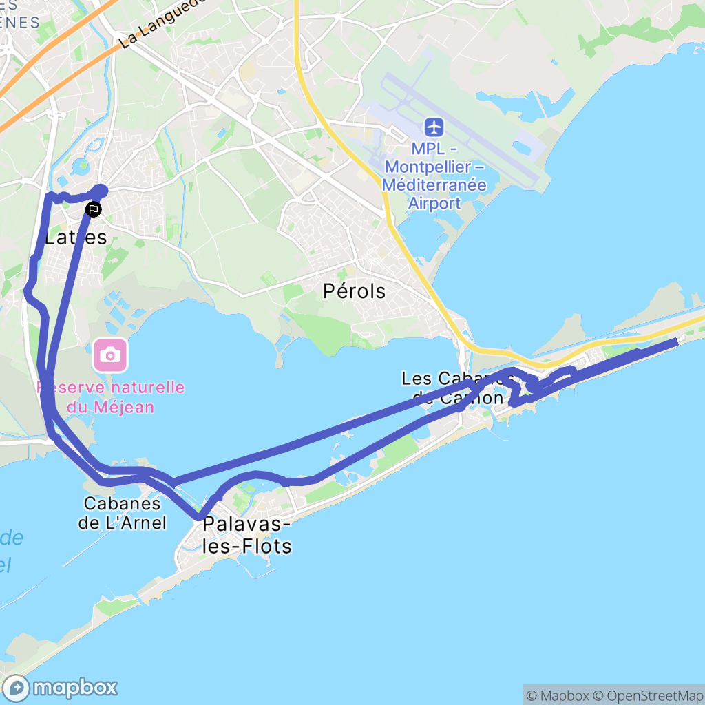 Montpellier : carte du parcours de randonnée - France