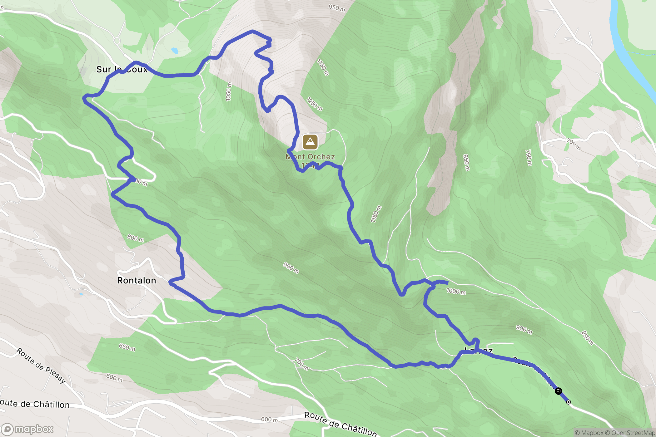 Châtillon-sur-Cluses : carte du parcours de randonnée - France