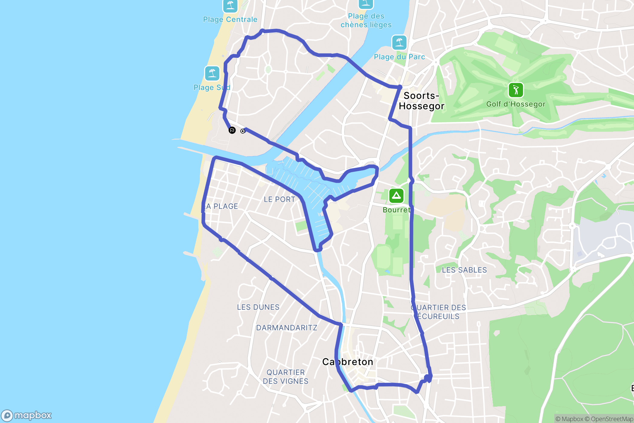 Capbreton : carte du parcours de randonnée - France