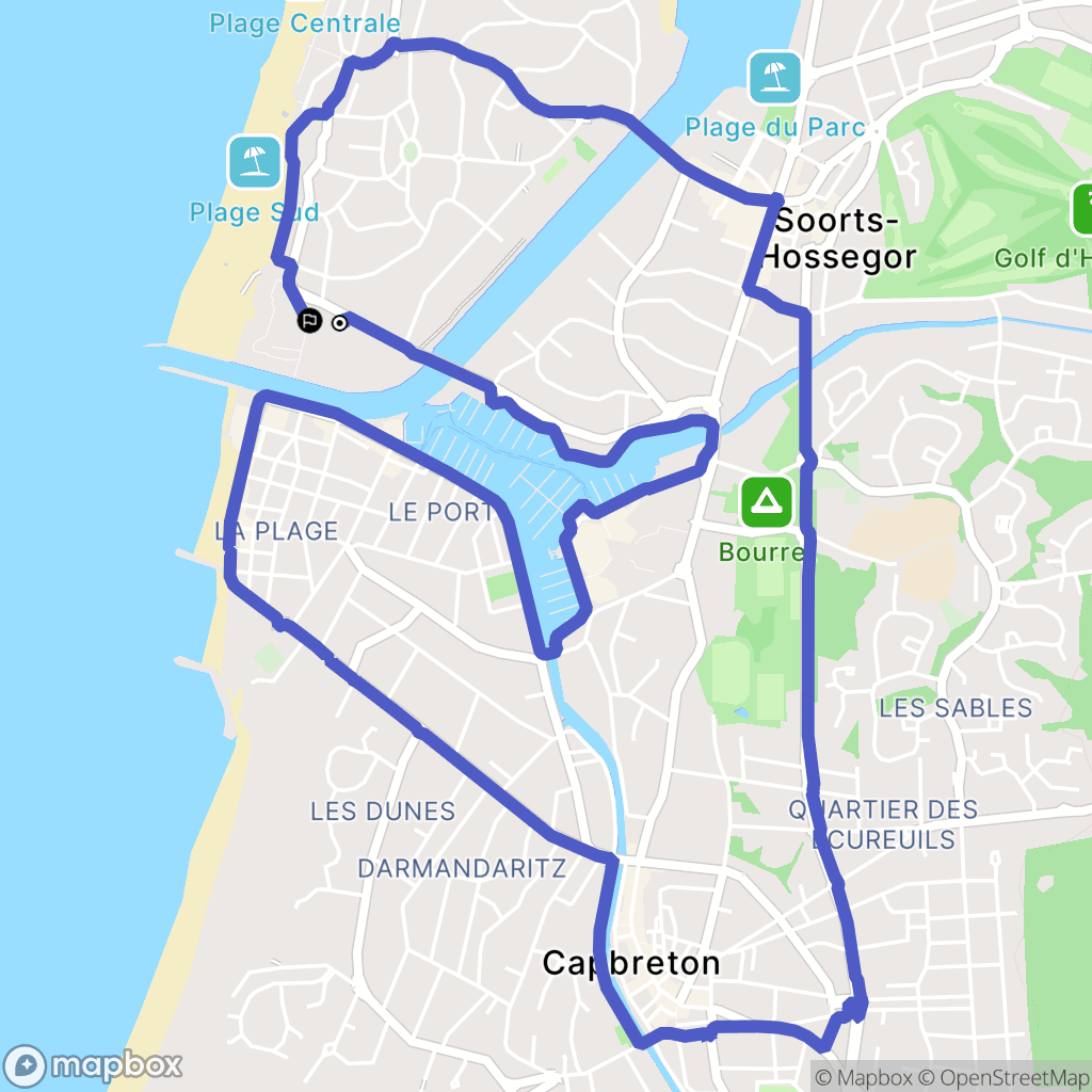 Capbreton : carte du parcours de randonnée - France