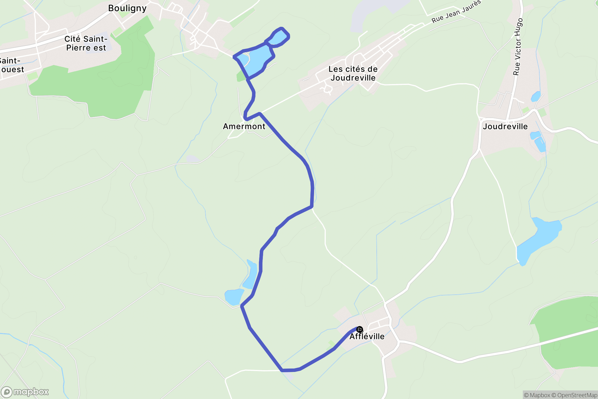 Affléville : carte du parcours de randonnée - France