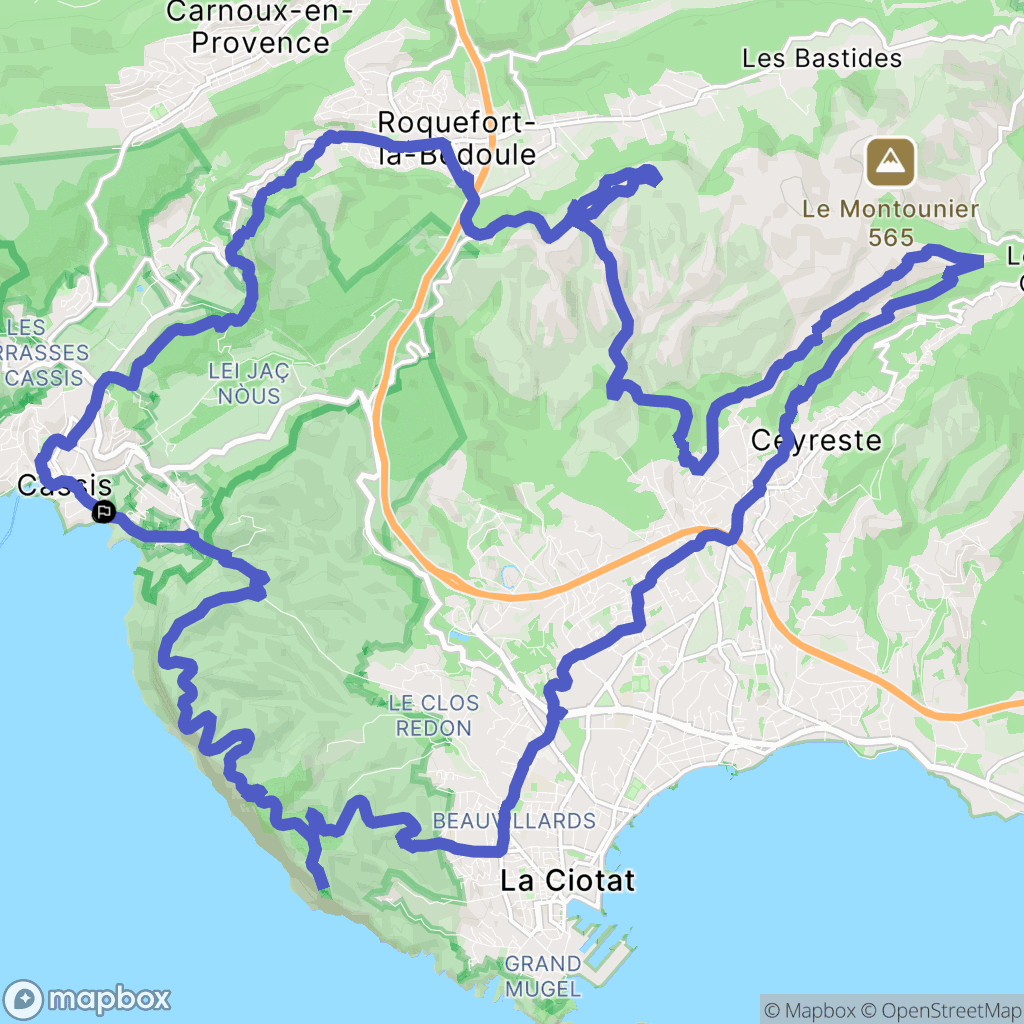 Cassis : carte du parcours de randonnée - France