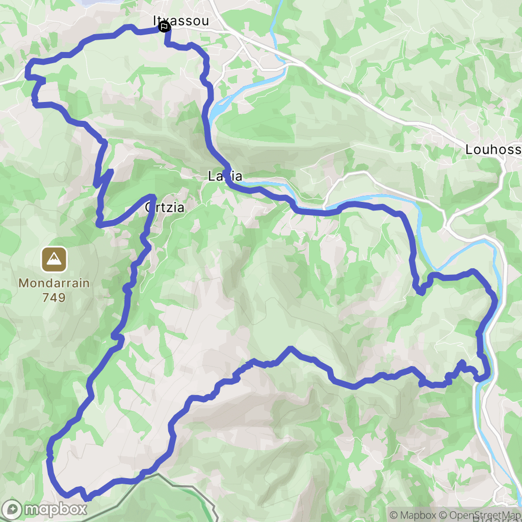 Itxassou : carte du parcours de randonnée - France