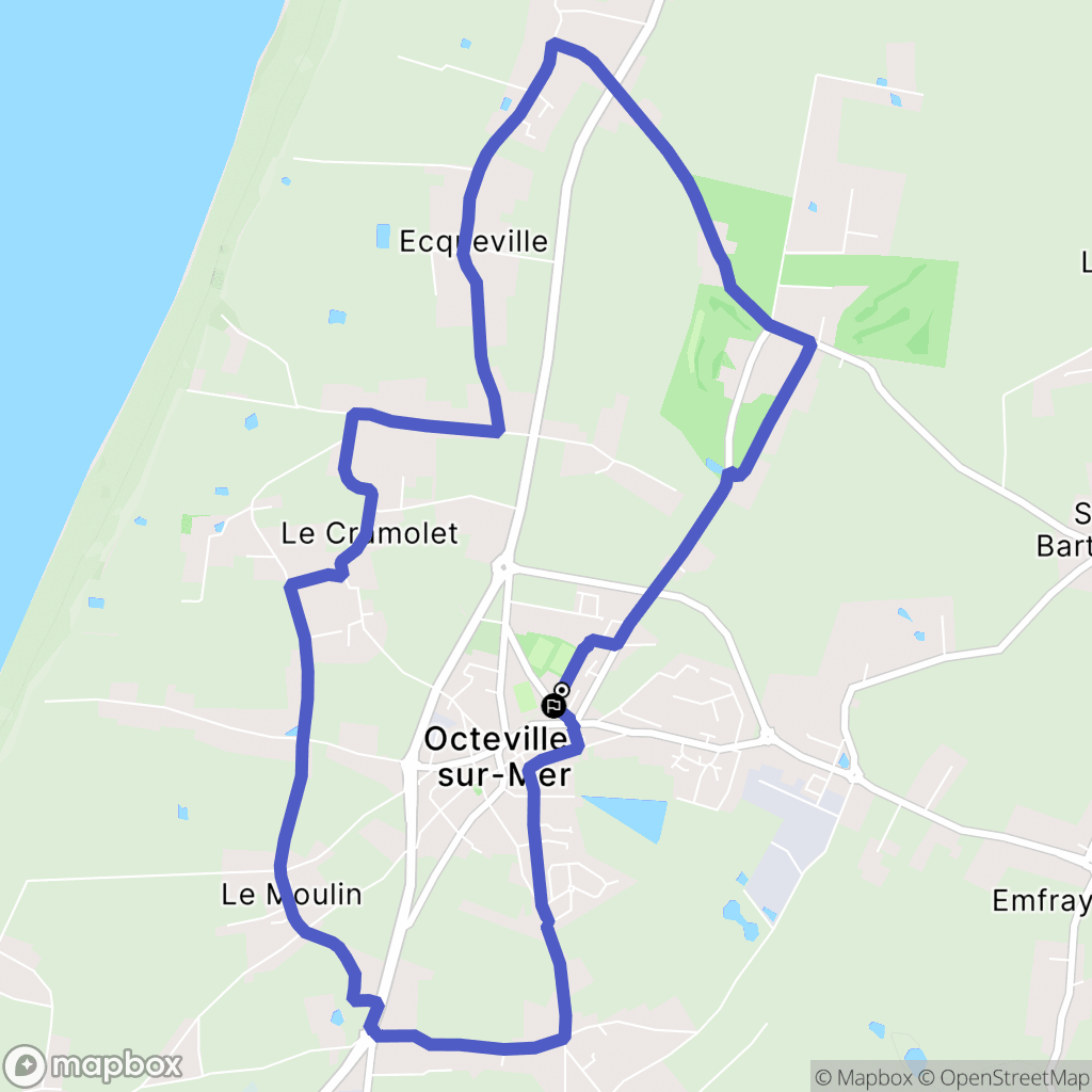 Octeville-sur-Mer : carte du parcours de randonnée - France