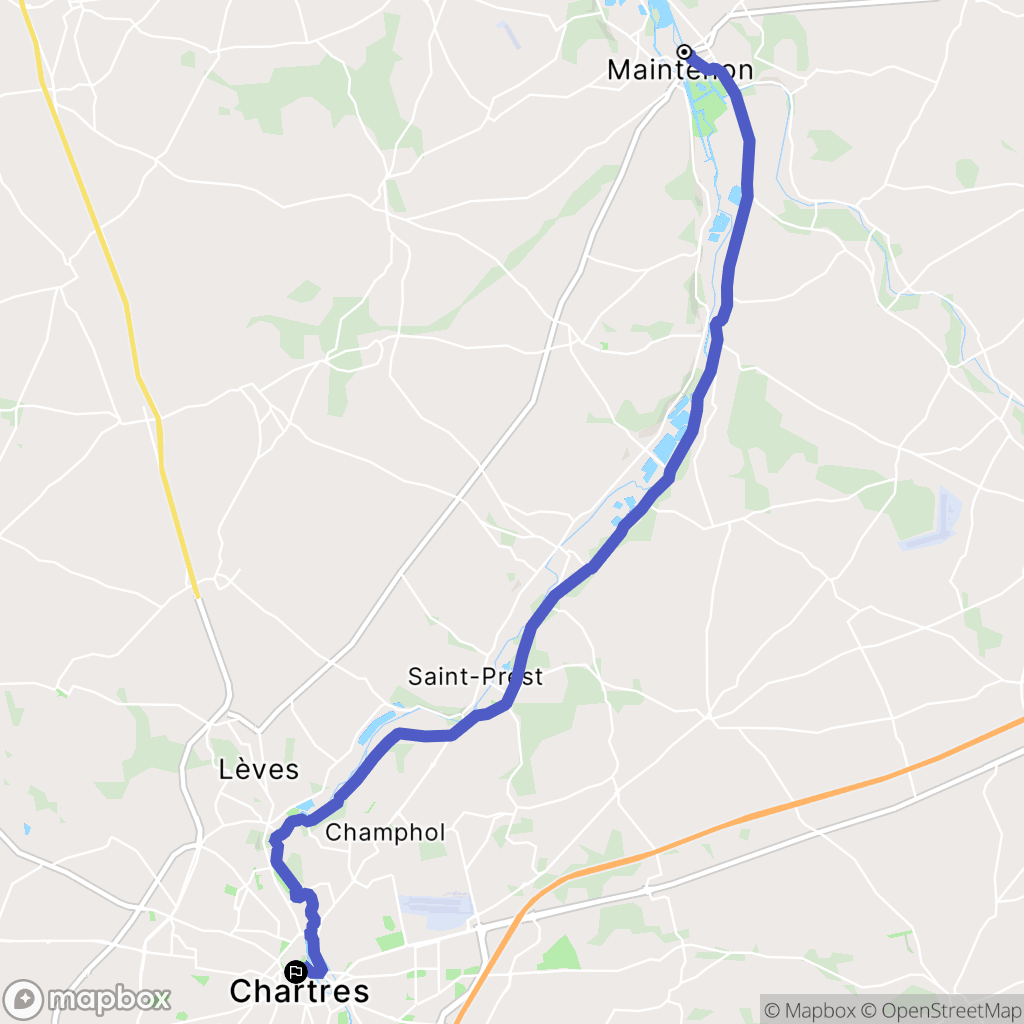 Maintenon : carte du parcours de randonnée - France
