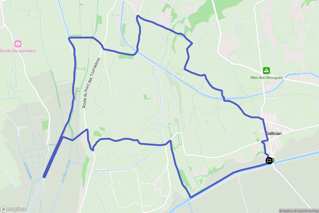 Vauvert : carte du parcours de randonnée - France