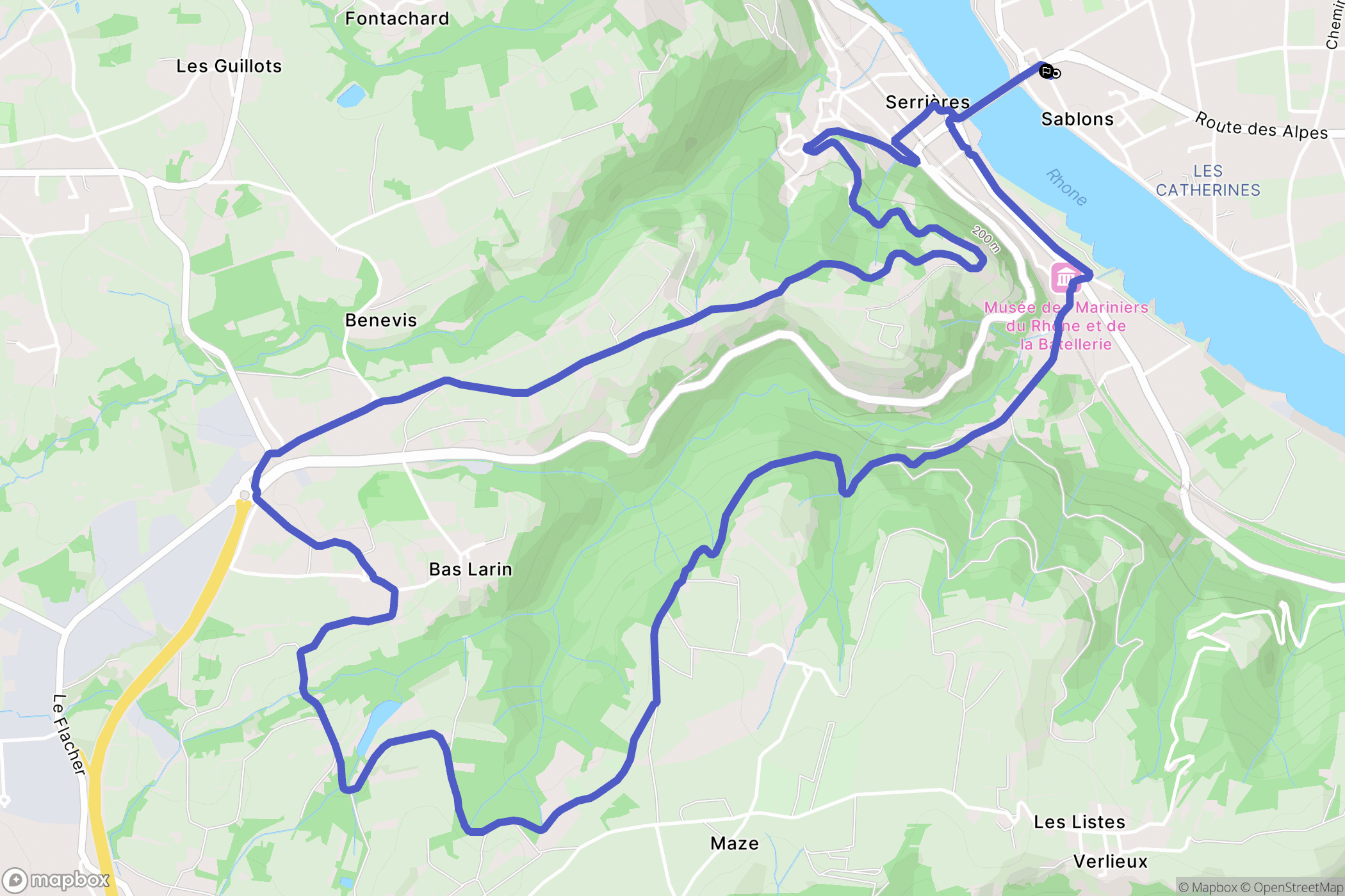 Sablons : carte du parcours de randonnée - France
