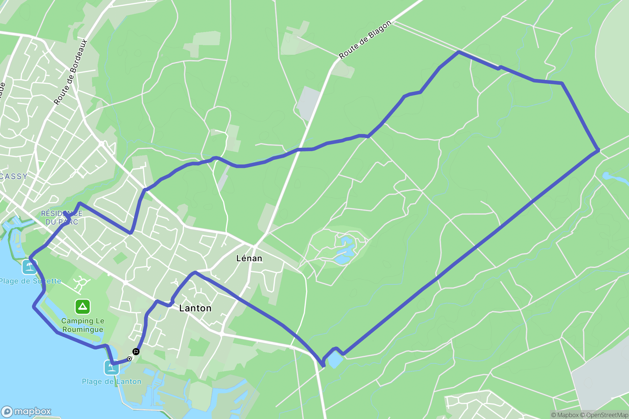Lanton : carte du parcours de randonnée - France