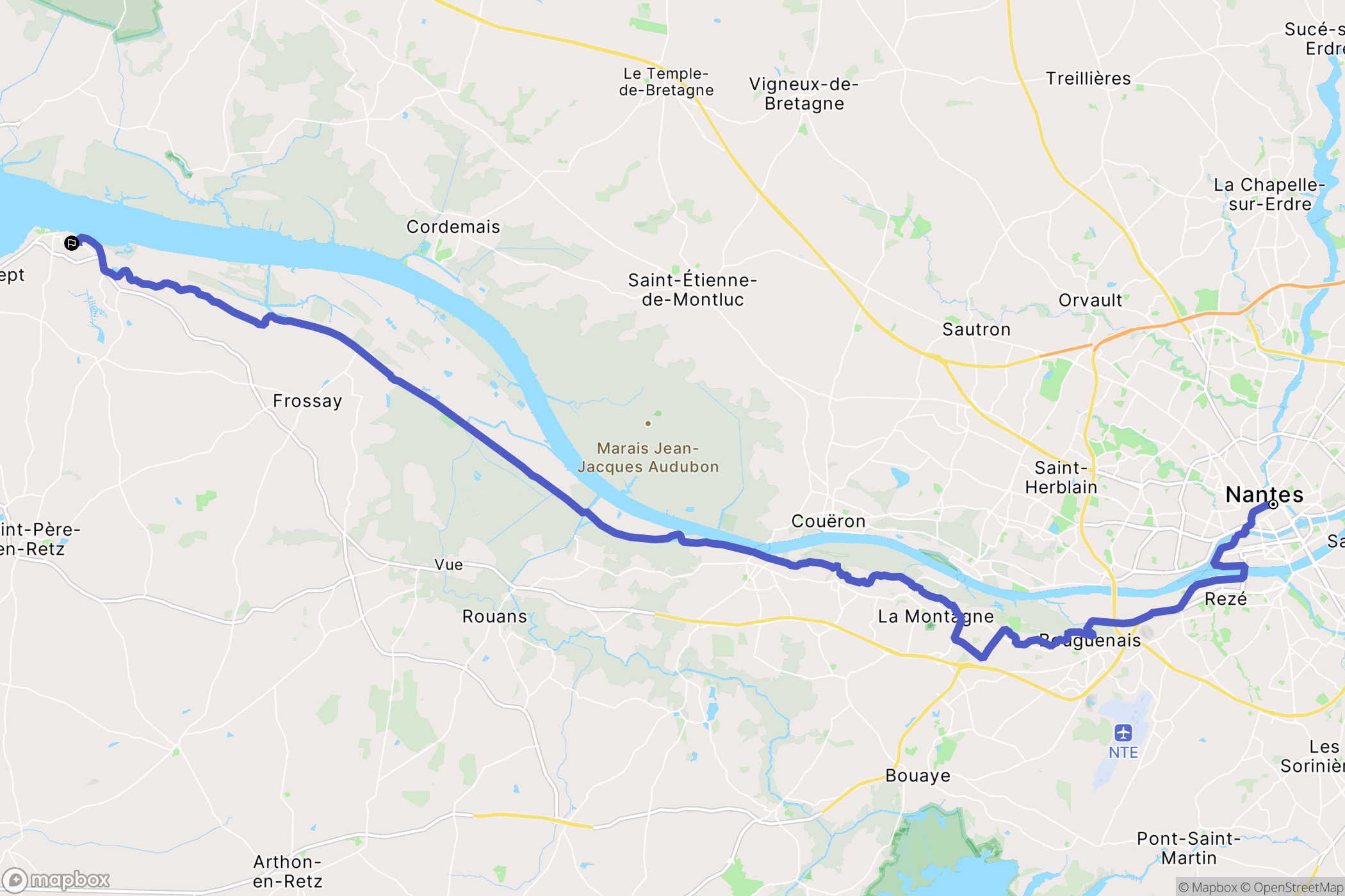 Nantes : carte du parcours de randonnée - France