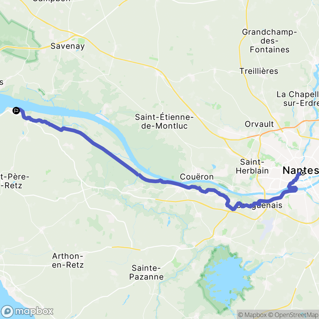 Nantes : carte du parcours de randonnée - France