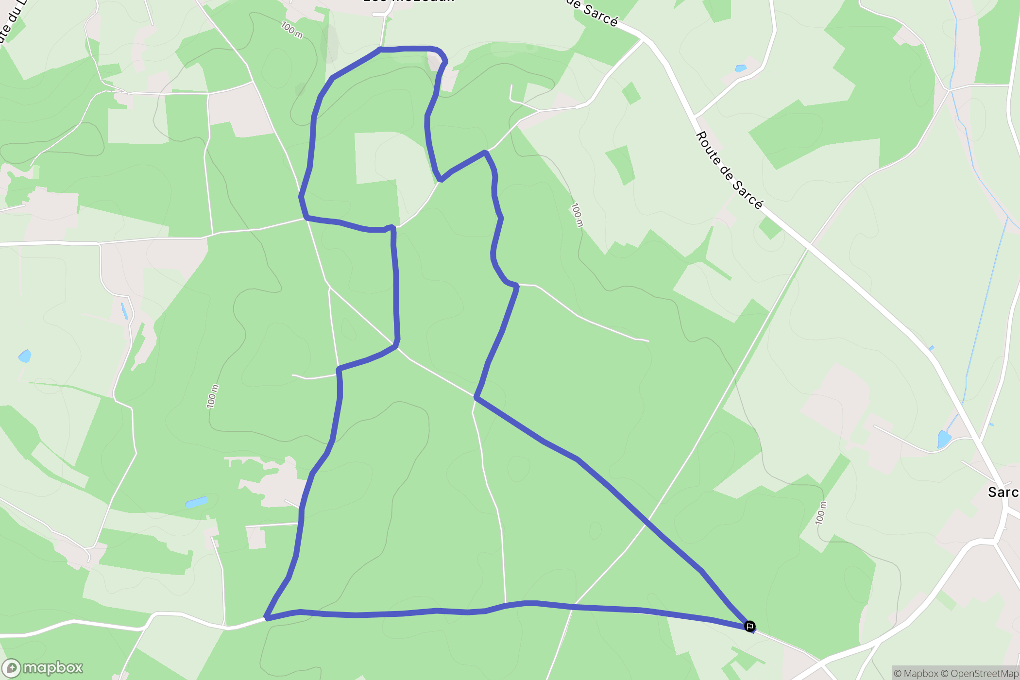Sarcé : carte du parcours de randonnée - France