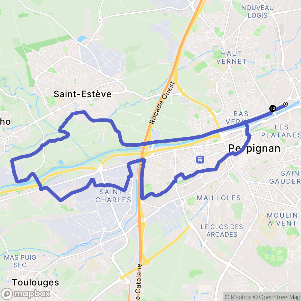 Perpignan : carte du parcours de randonnée - France