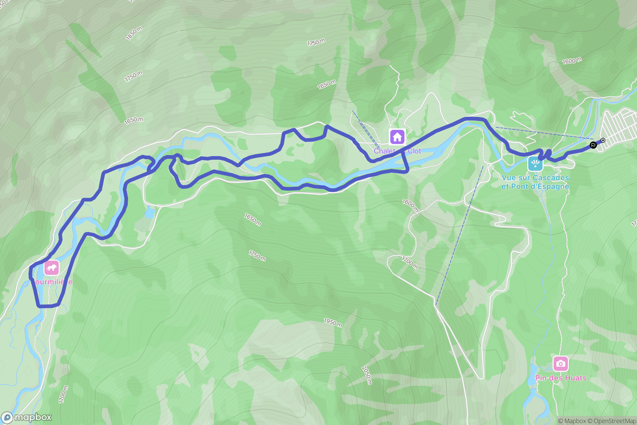 Cauterets : carte du parcours de randonnée - France