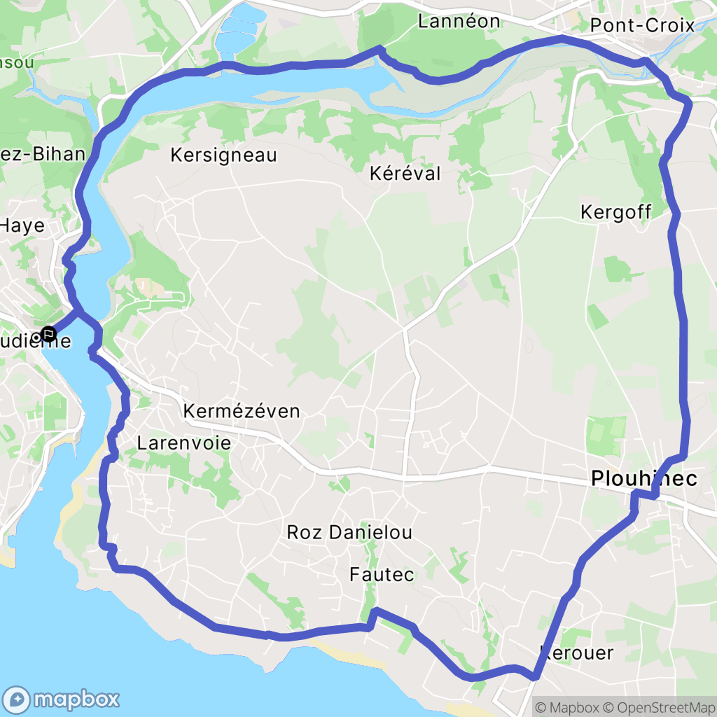 Audierne : carte du parcours de randonnée - France