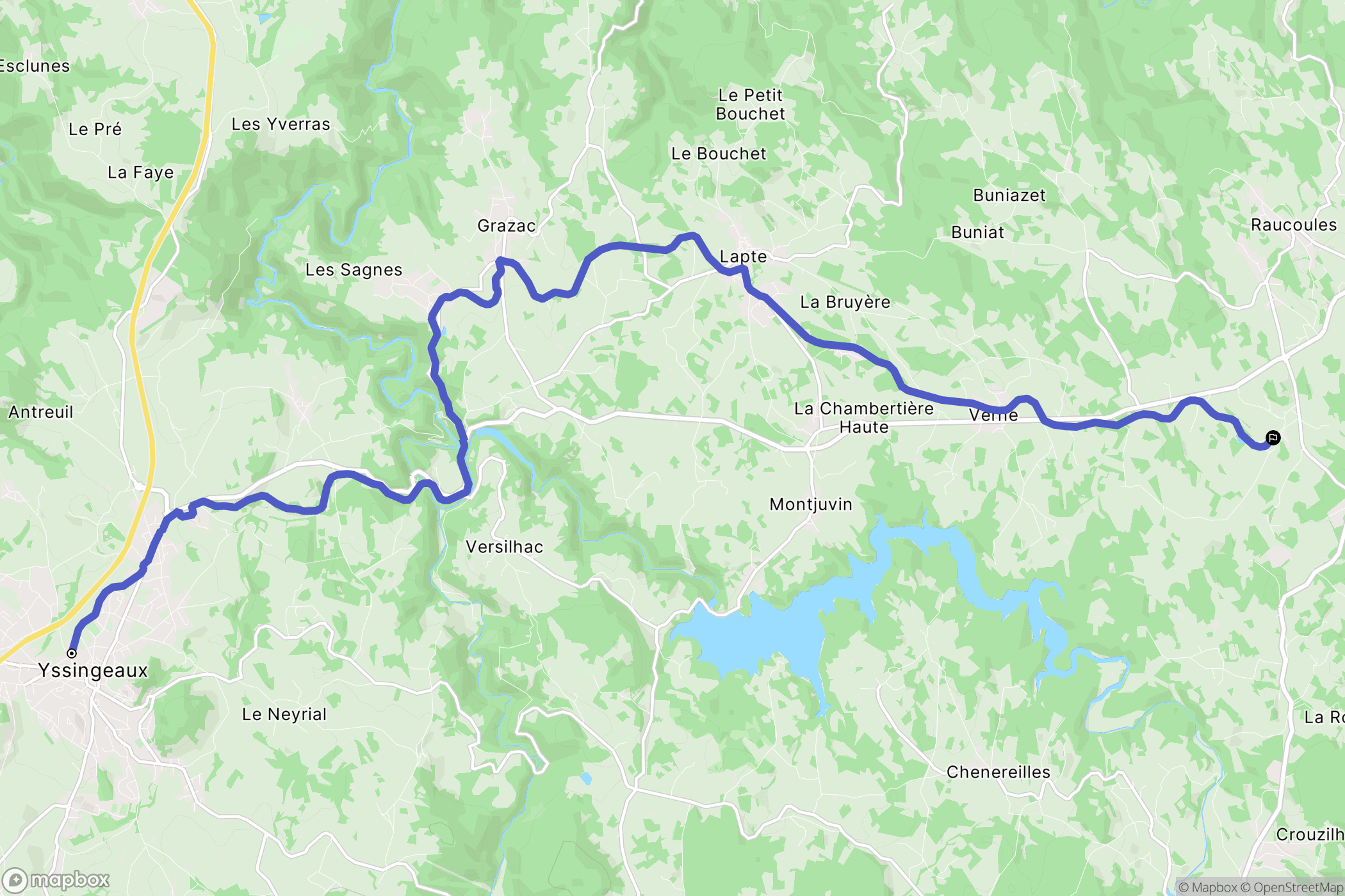 Yssingeaux : carte du parcours de randonnée - France