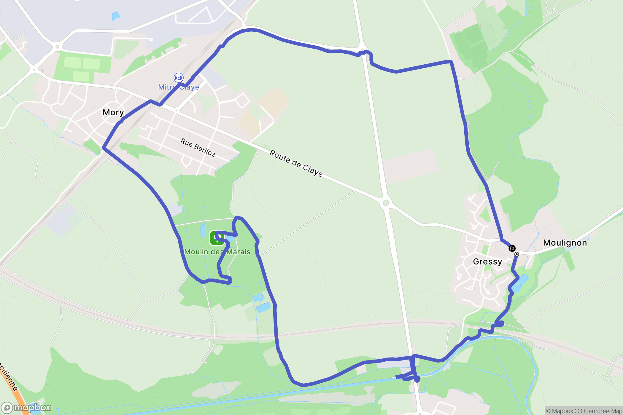 Gressy : carte du parcours de randonnée - France
