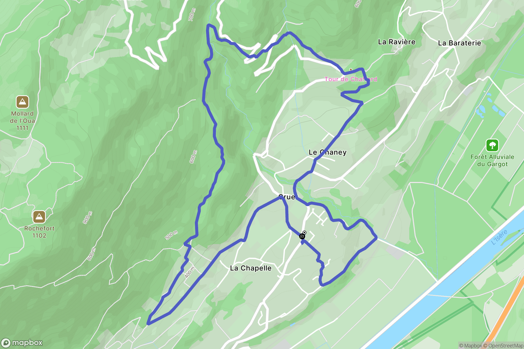 Cruet : carte du parcours de randonnée - France