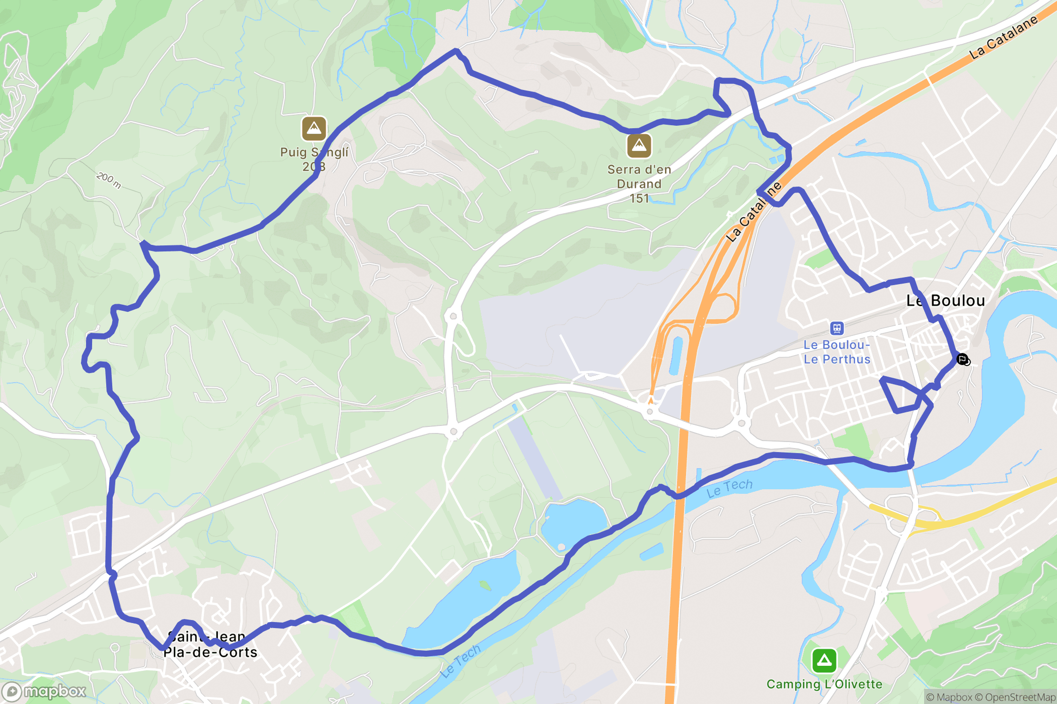 Le Boulou : carte du parcours de randonnée - France