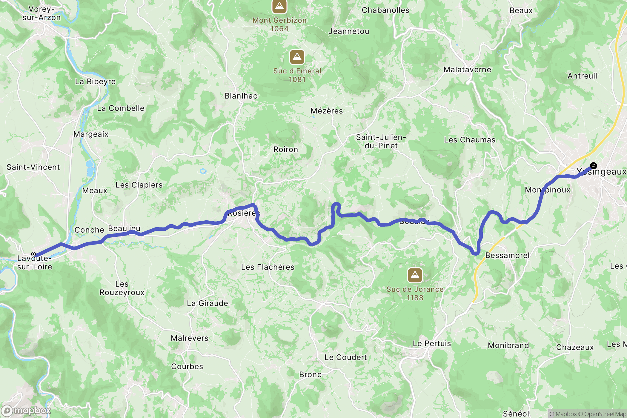 Lavoûte-sur-Loire : carte du parcours de randonnée - France