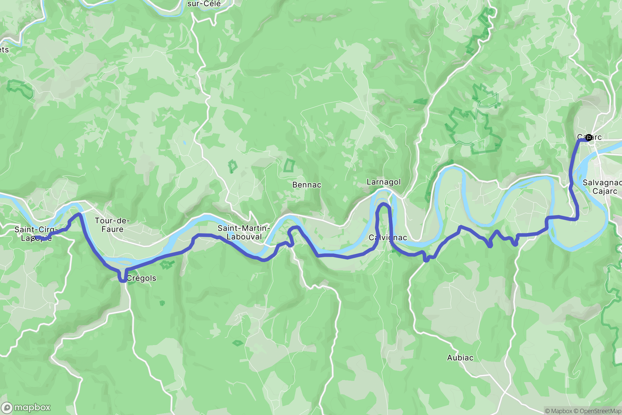 Saint-Cirq-Lapopie : carte du parcours de randonnée - France