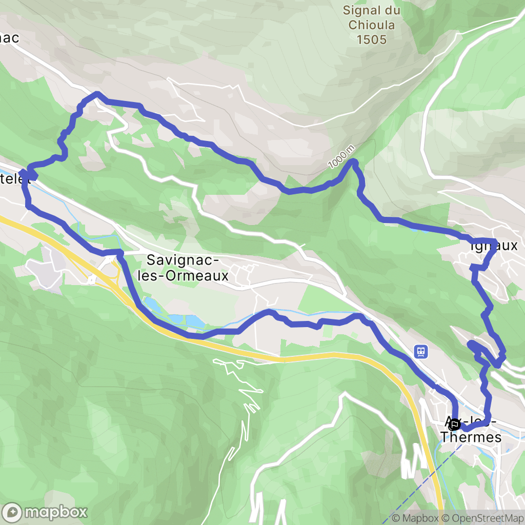 Ax-les-Thermes : carte du parcours de randonnée - France