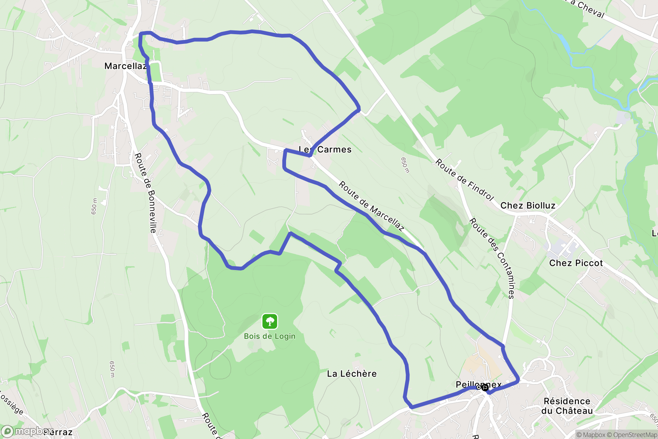 Peillonnex : carte du parcours de randonnée - France