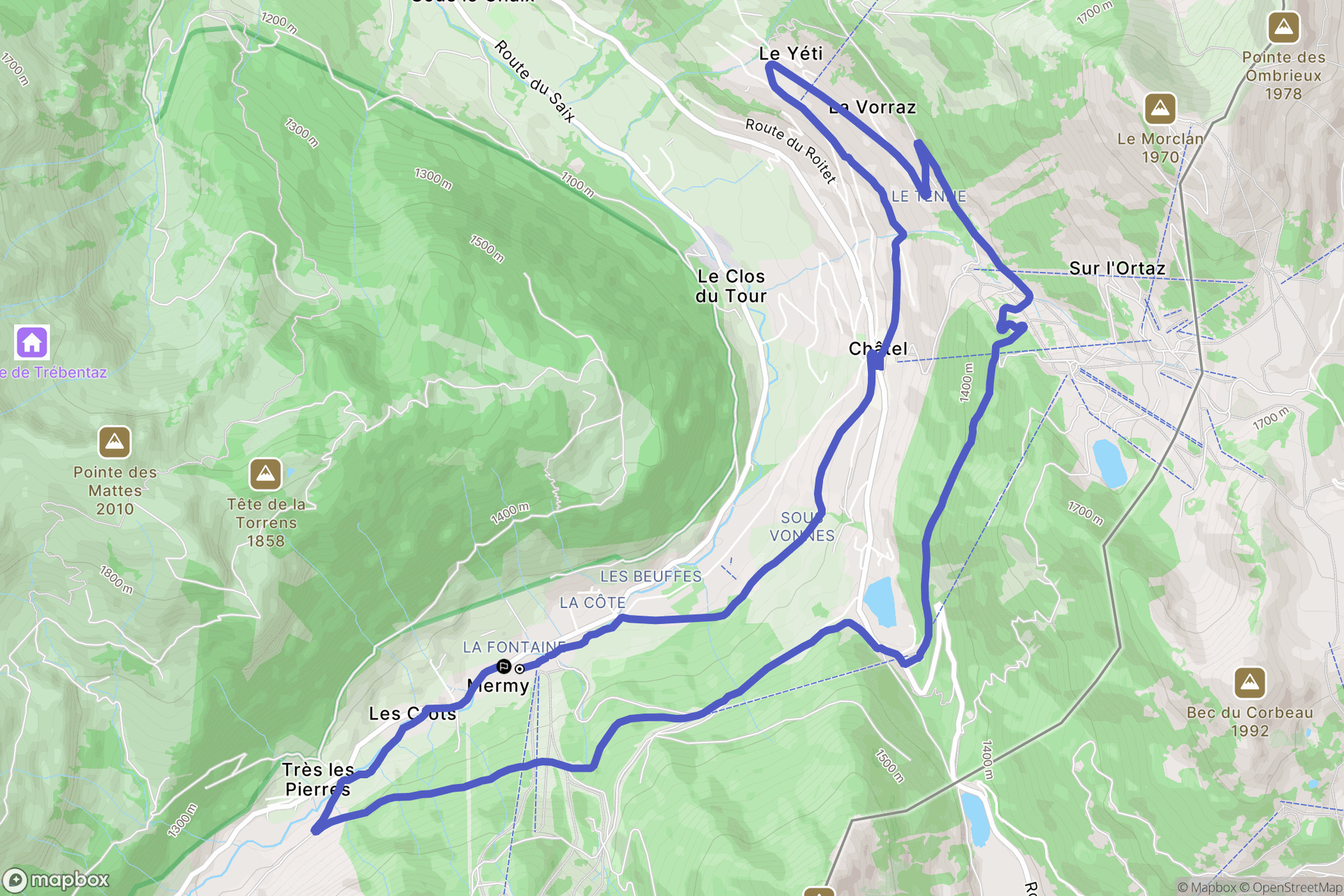 Châtel : carte du parcours de randonnée - France