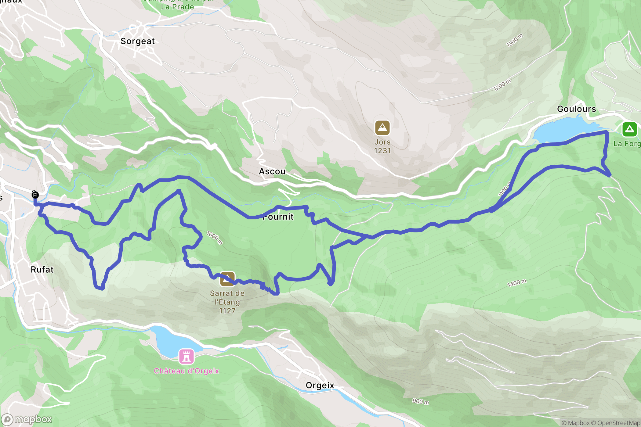 Ax-les-Thermes : carte du parcours de randonnée - France