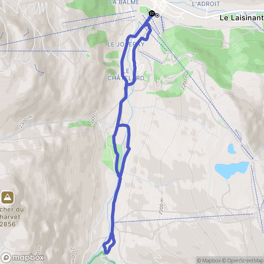 Val-d'Isère : carte du parcours de randonnée - France