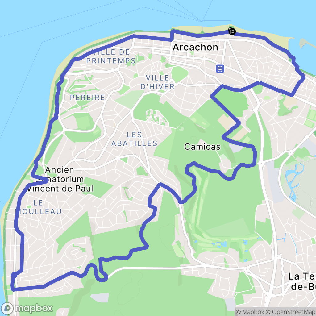 Arcachon : carte du parcours de randonnée - France