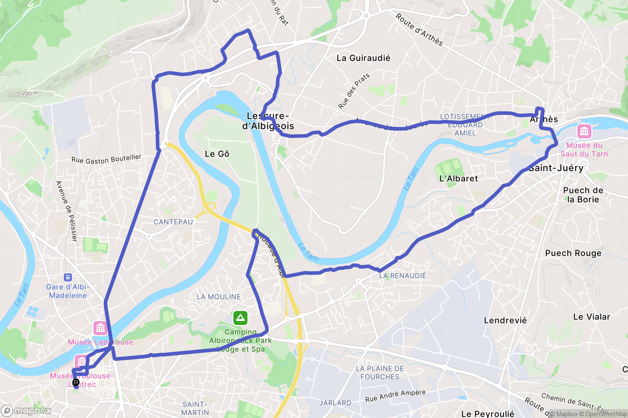 Albi : carte du parcours de randonnée - France