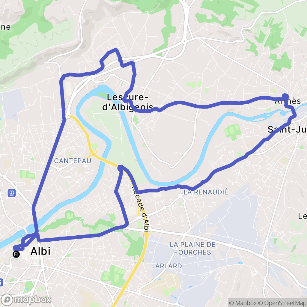 Albi : carte du parcours de randonnée - France