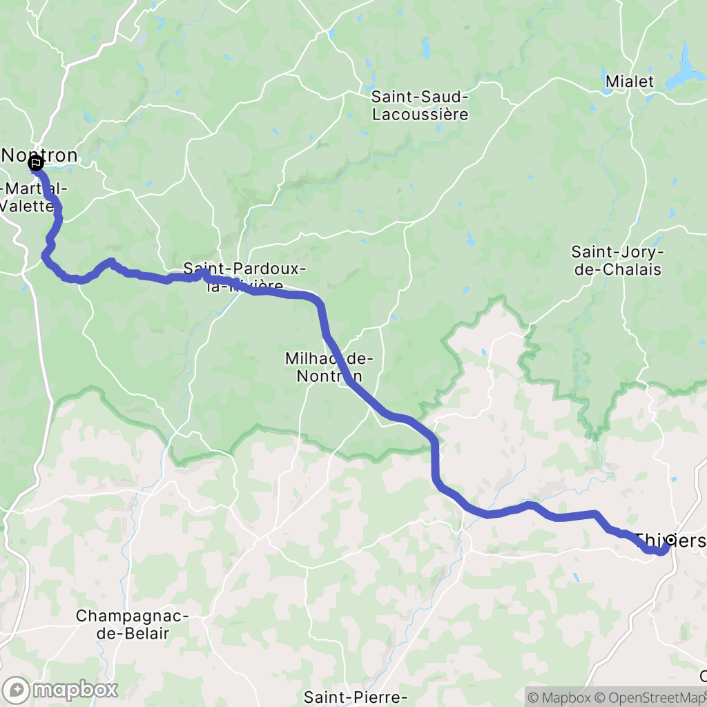 Thiviers : carte du parcours de randonnée - France