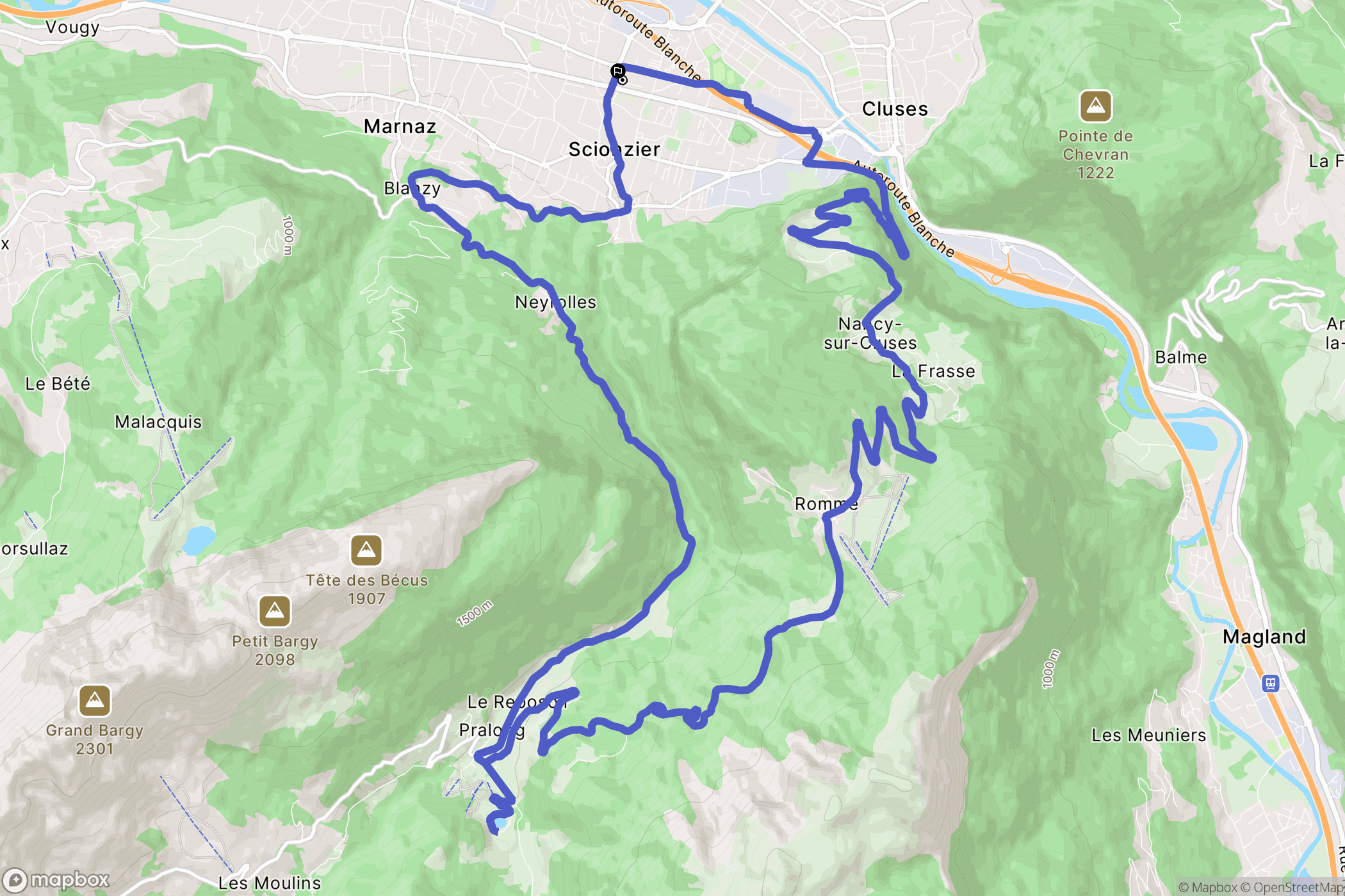 Scionzier : carte du parcours de randonnée - France