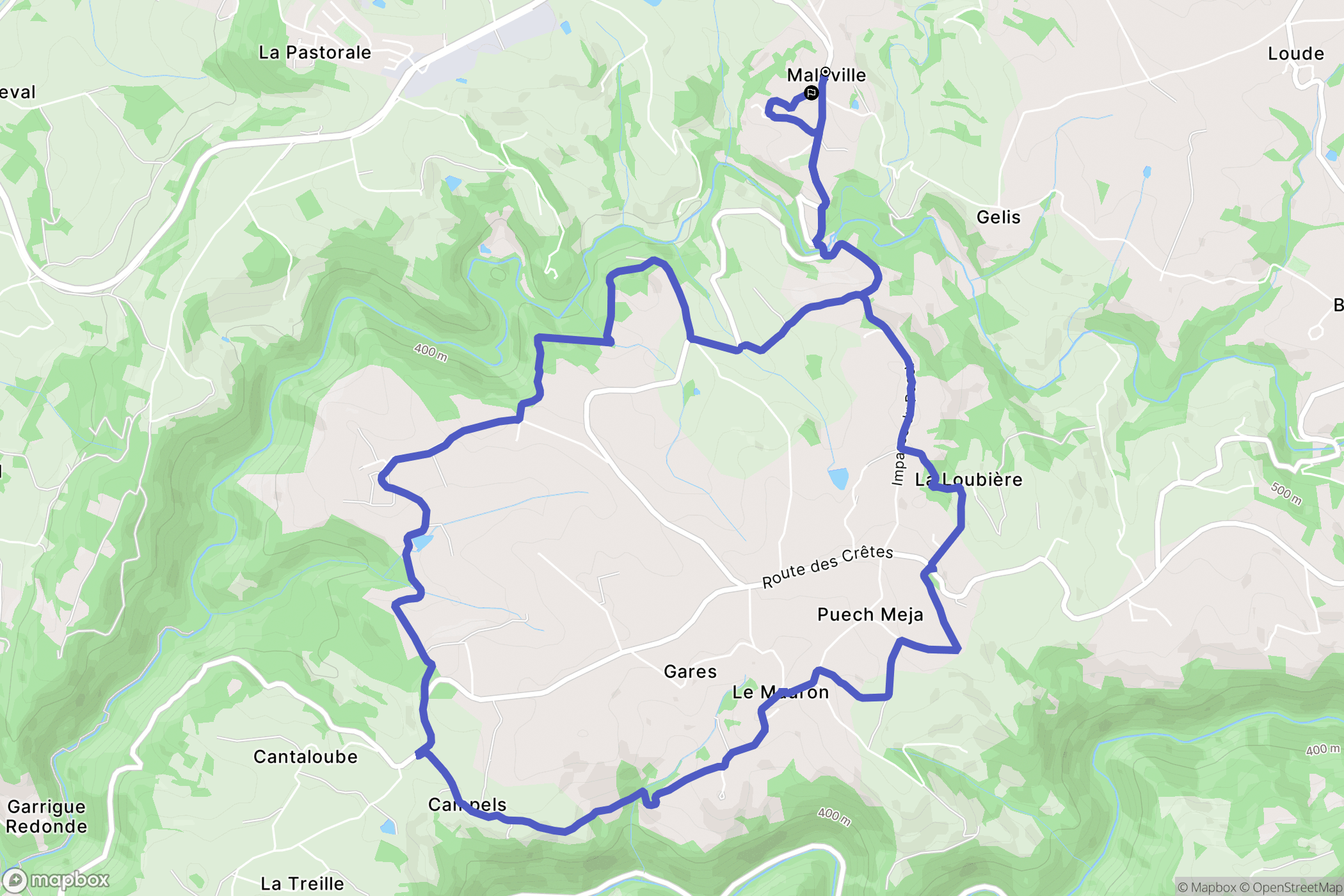 Maleville : carte du parcours de randonnée - France