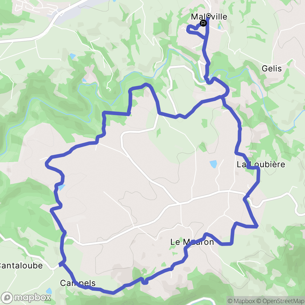 Maleville : carte du parcours de randonnée - France