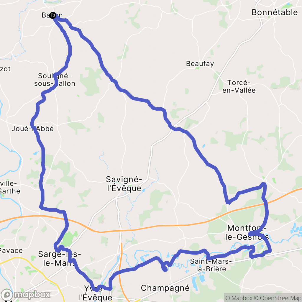 Ballon-Saint-Mars : carte du parcours de randonnée - France
