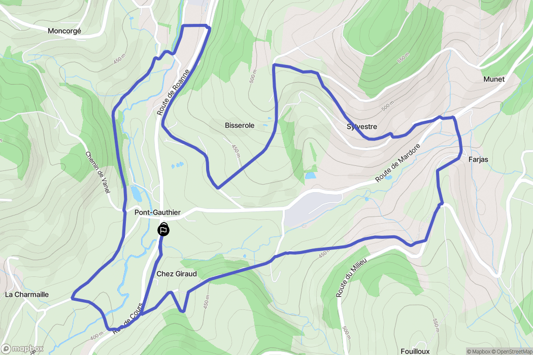 Cours : carte du parcours de randonnée - France