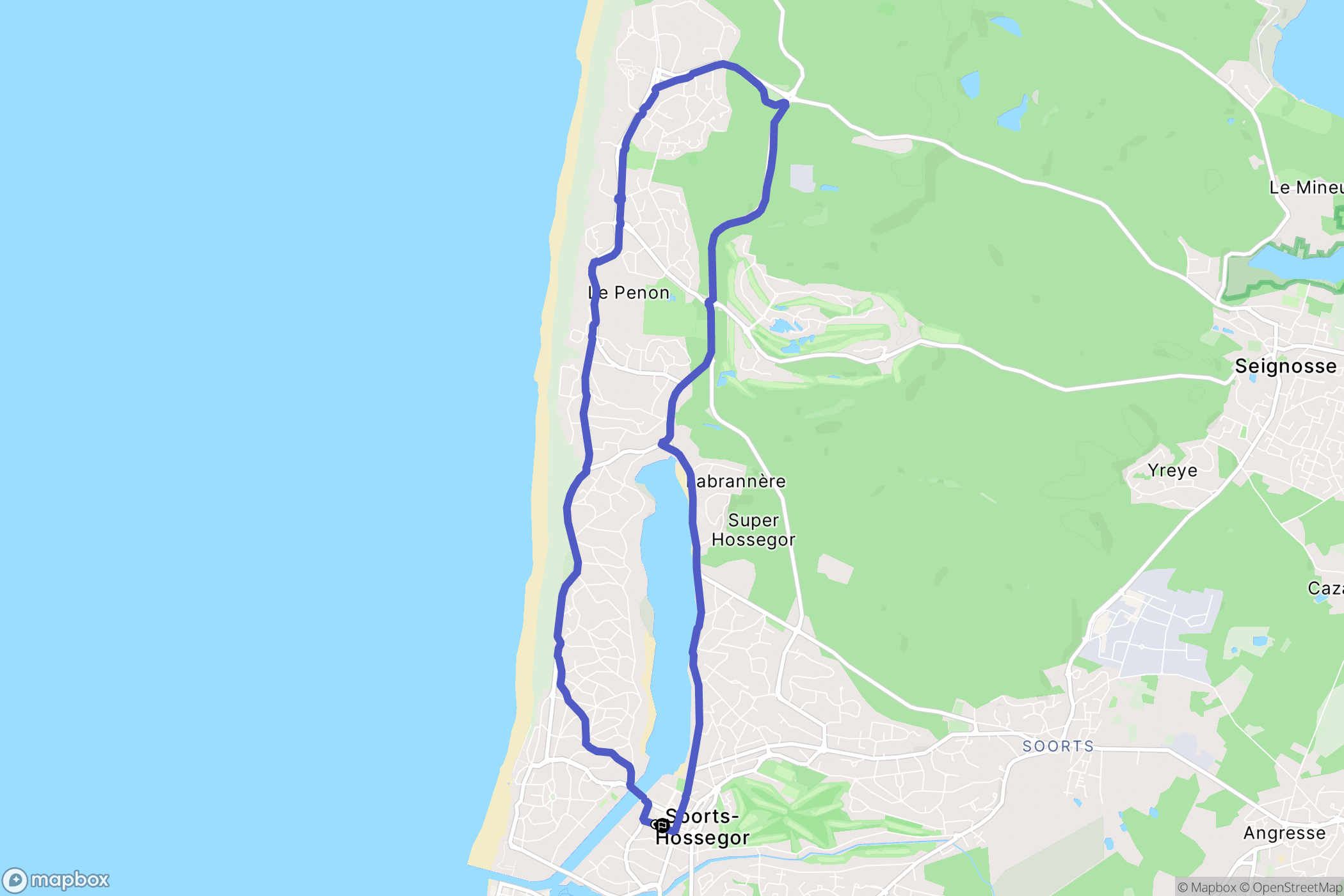 Soorts-Hossegor : carte du parcours de randonnée - France