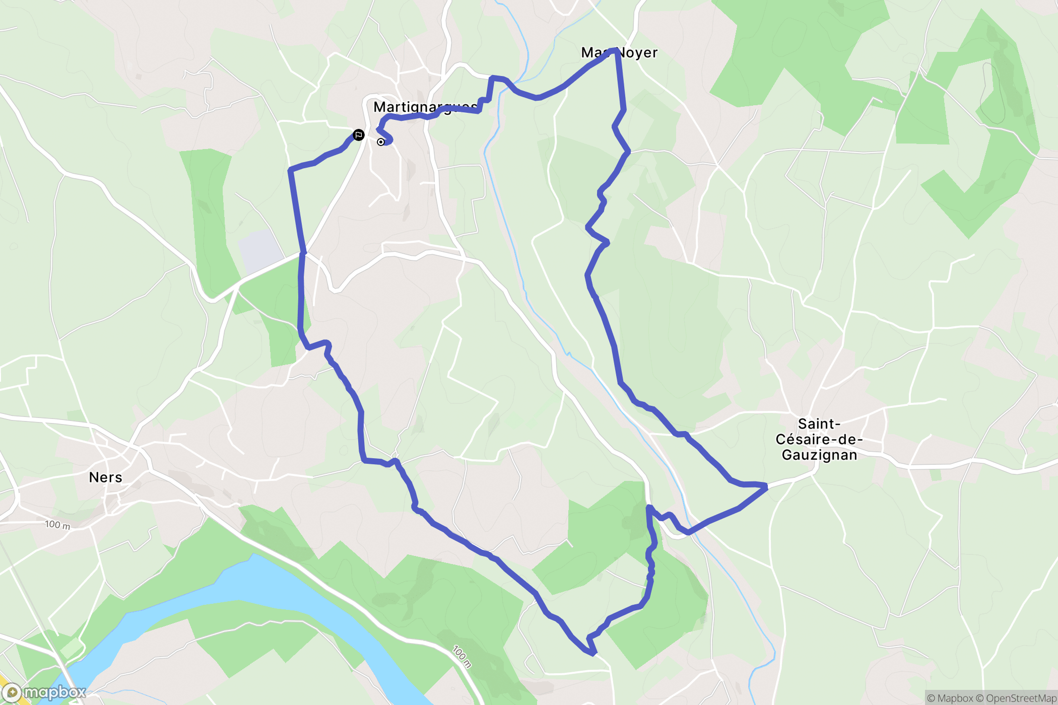Martignargues : carte du parcours de randonnée - France