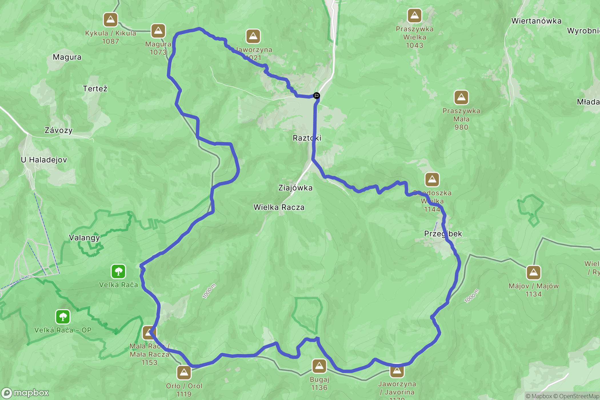 Rycerka Górna: mapa trasy - Poland
