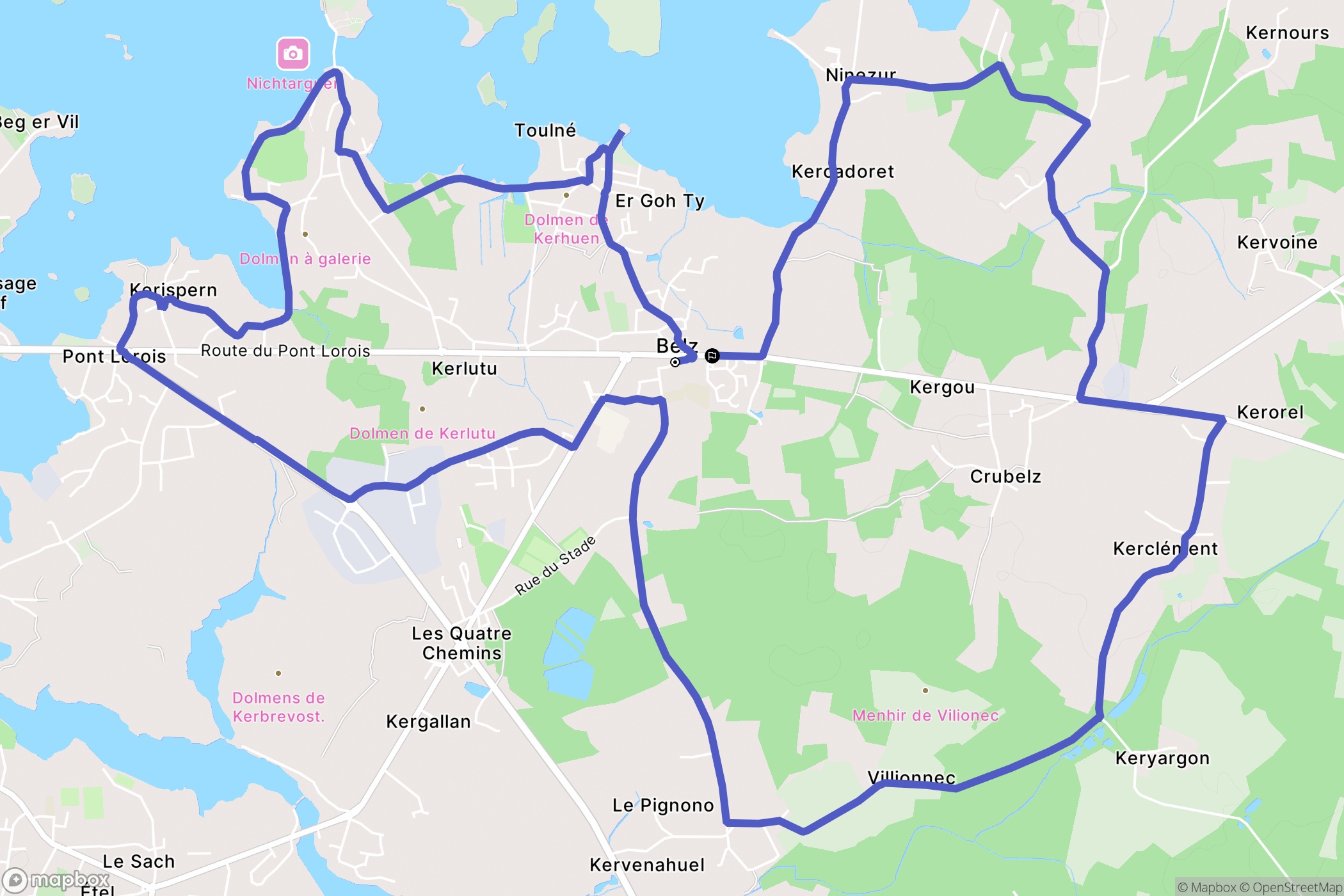 Belz : carte du parcours de randonnée - France