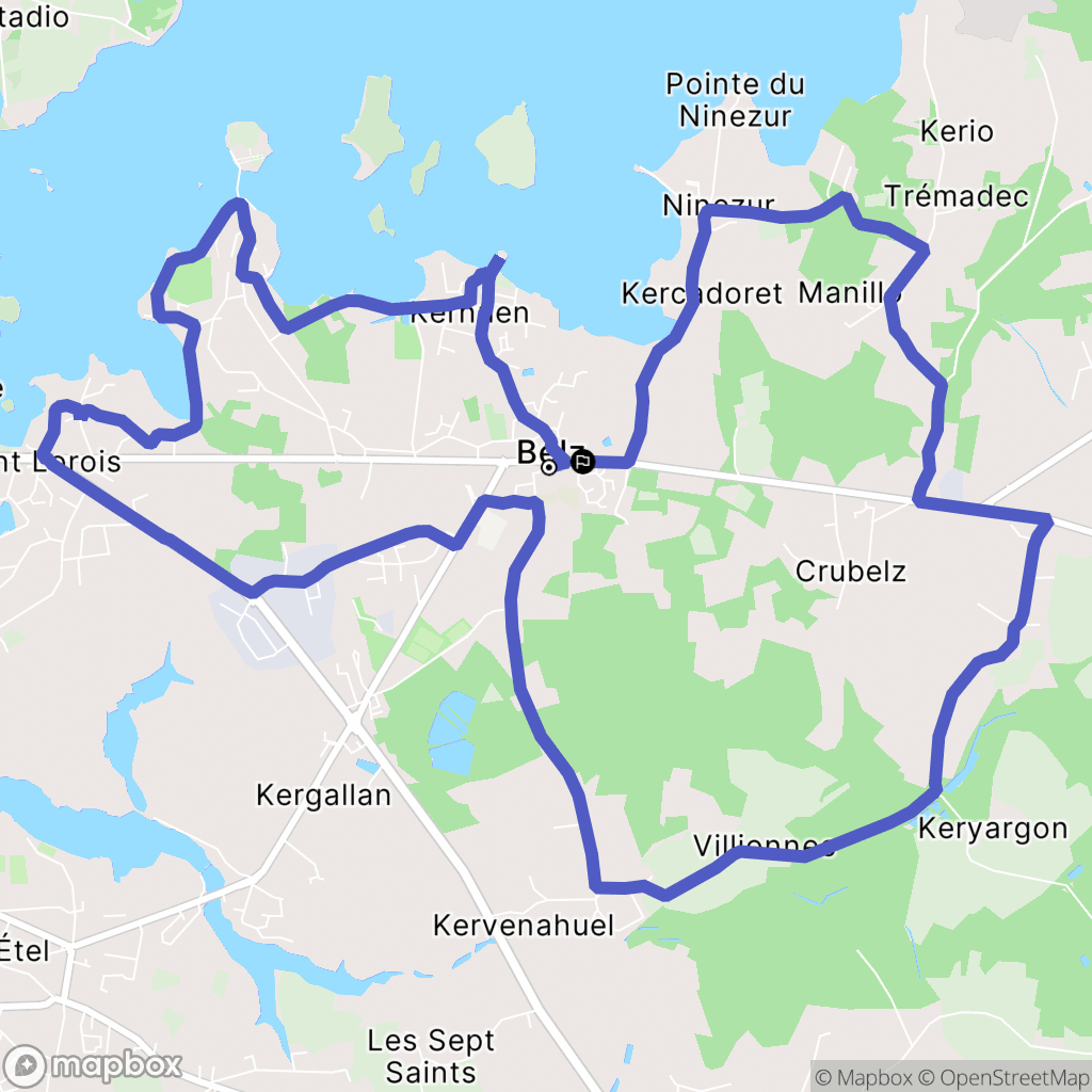 Belz : carte du parcours de randonnée - France