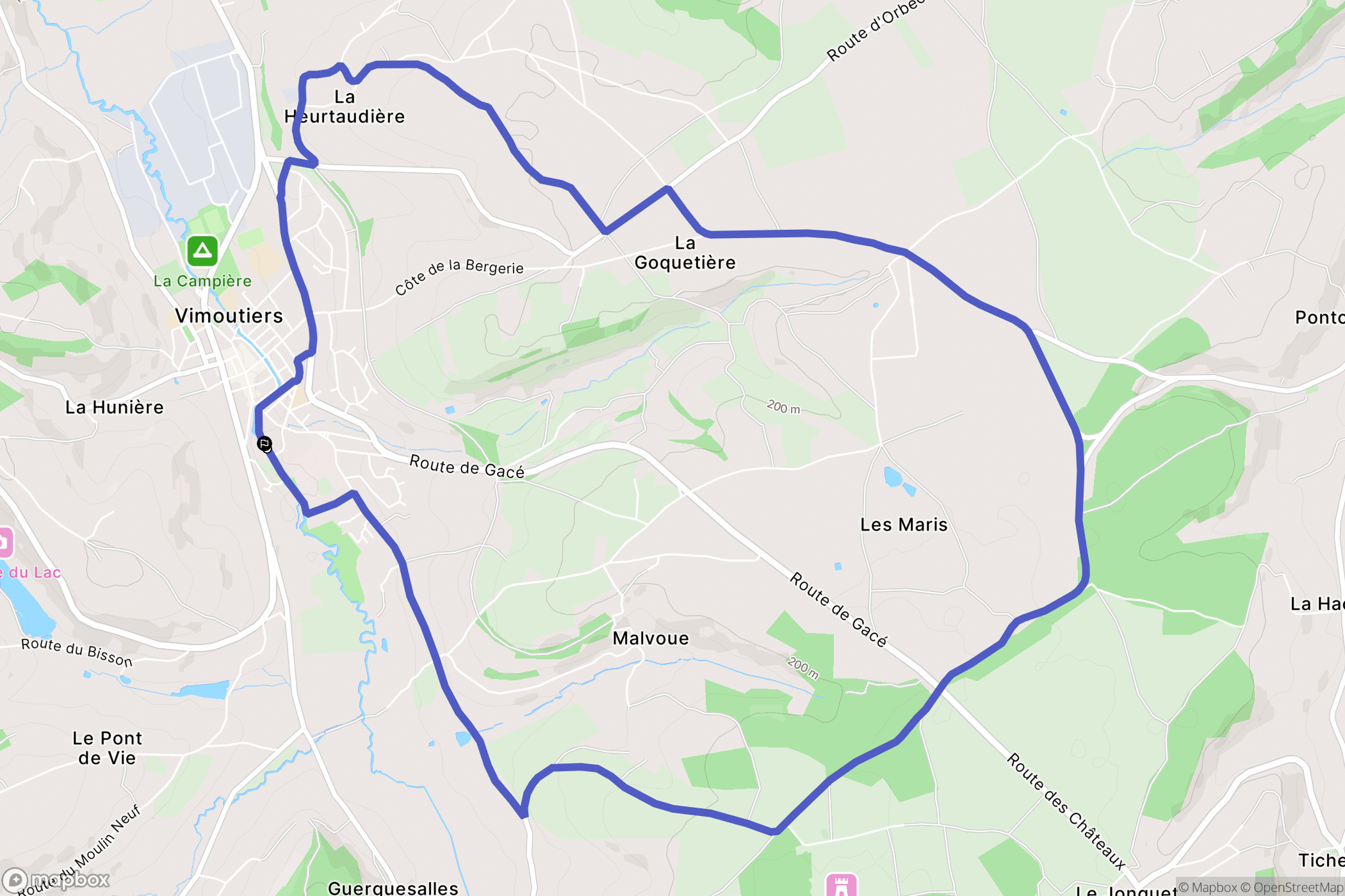 Vimoutiers : carte du parcours de randonnée - France