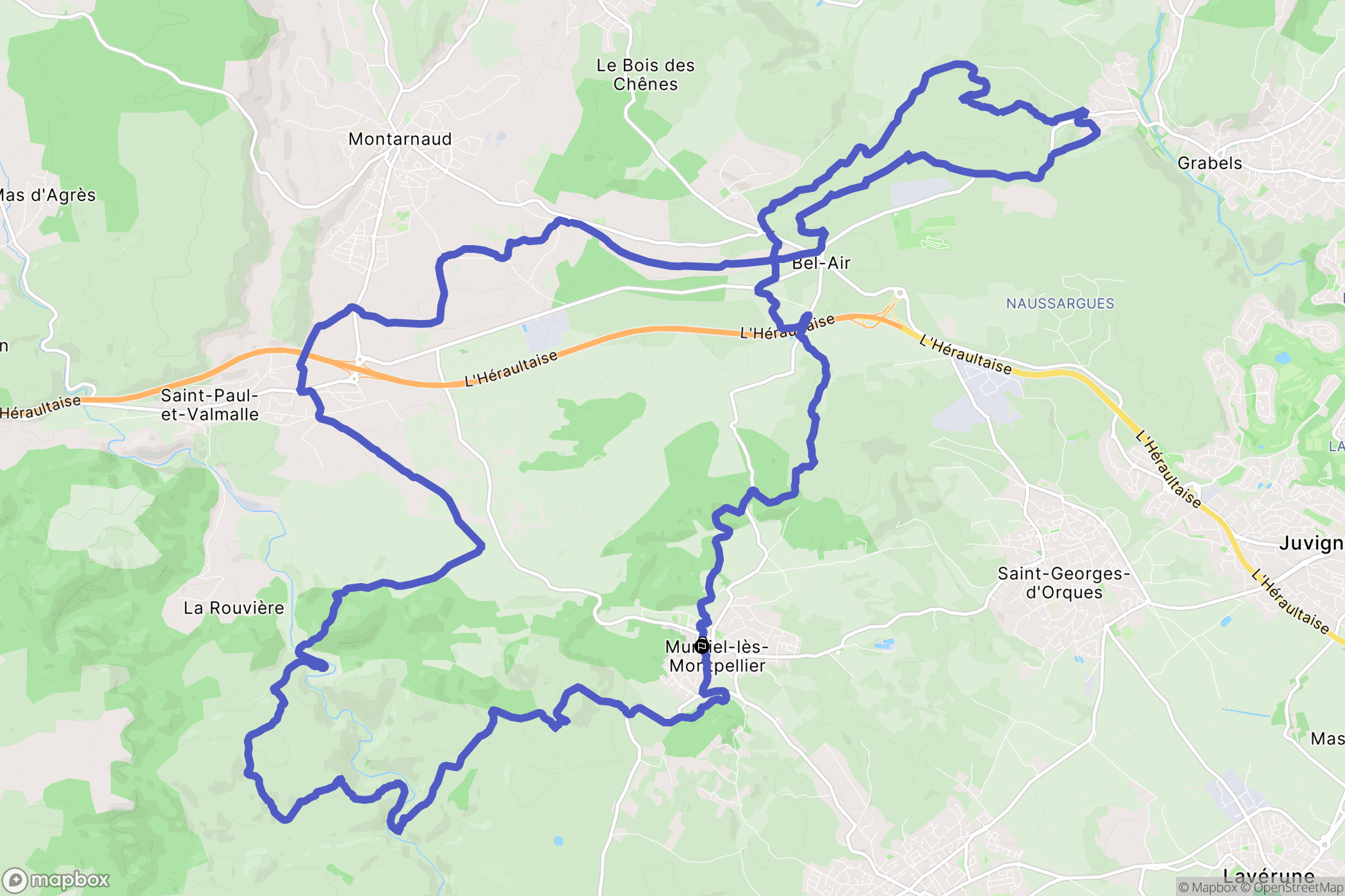 Murviel-lès-Montpellier : carte du parcours de randonnée - France