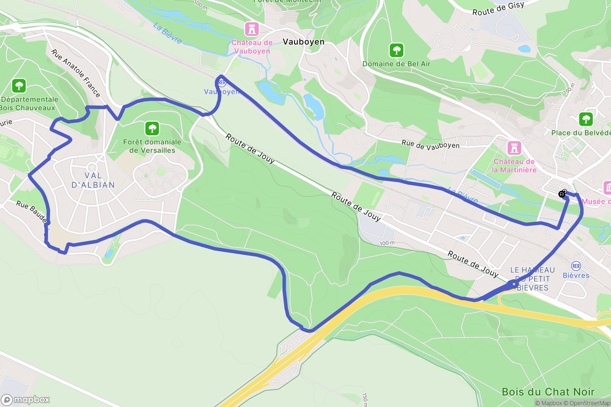 Bièvres : carte du parcours de randonnée - France