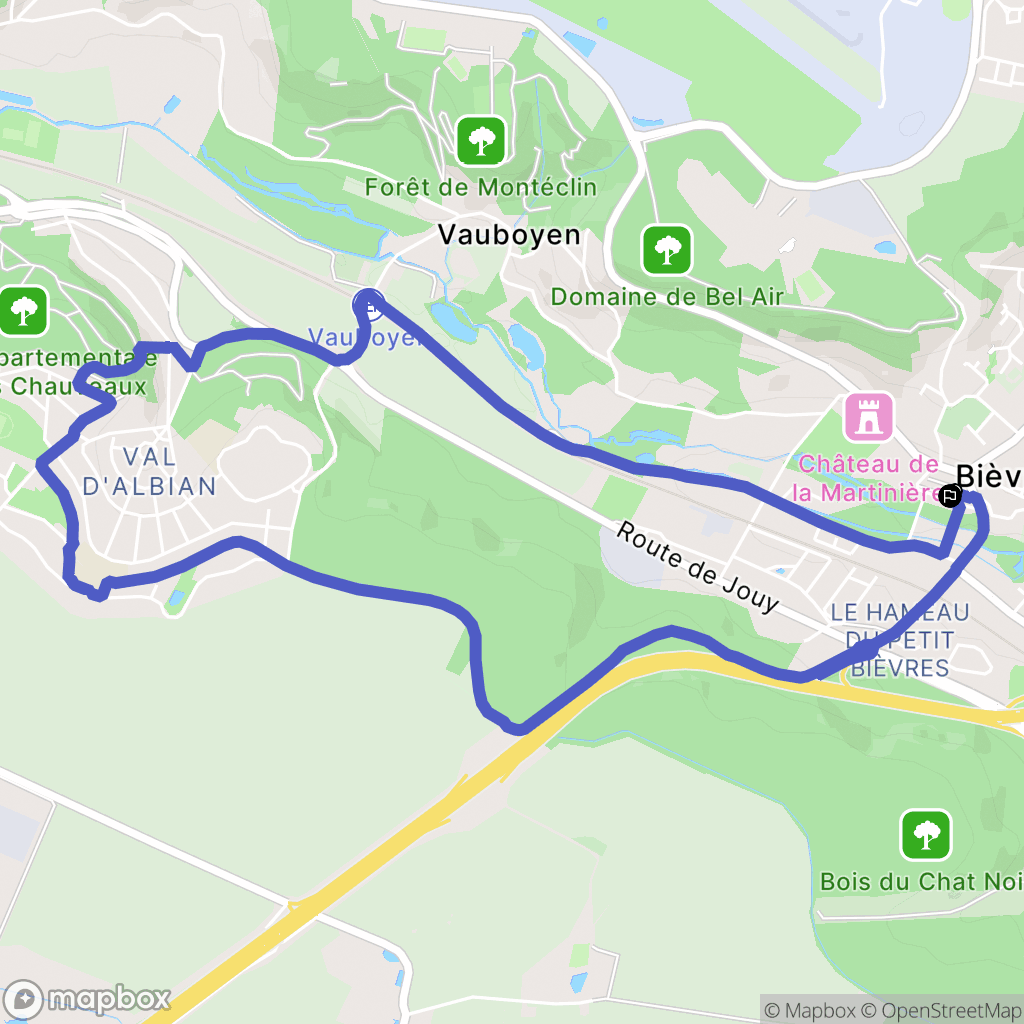 Bièvres : carte du parcours de randonnée - France